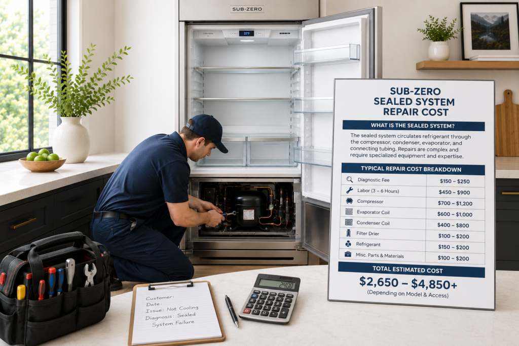 subzero sealed system repair cost