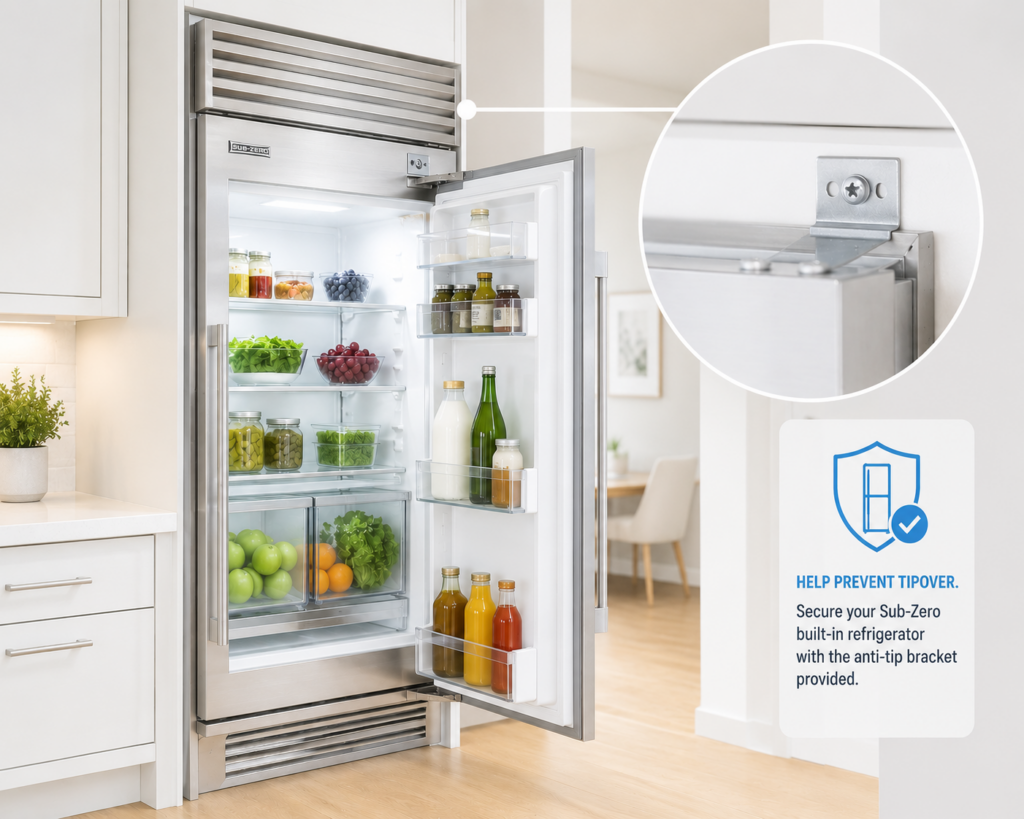 subzero fridge tipover prevention